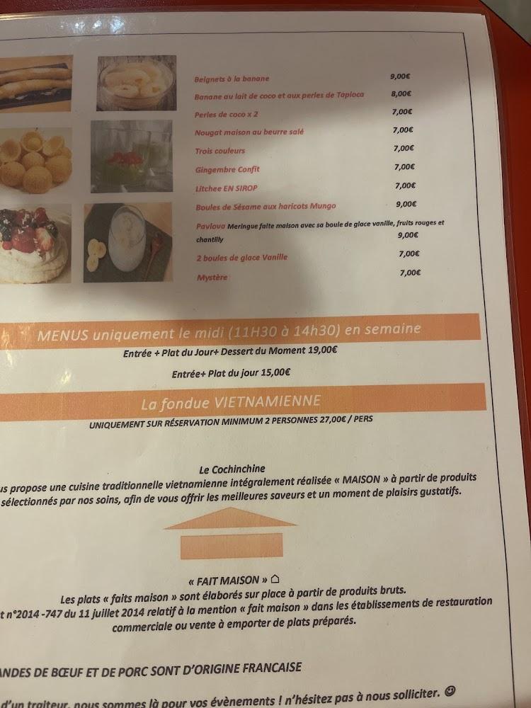 Le Cochinchine restaurant - Menu Image 4